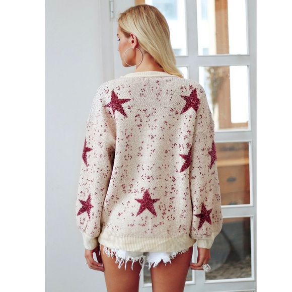 ✨Burgundy Star Patterned Sweater✨ - Picture 2 of 8